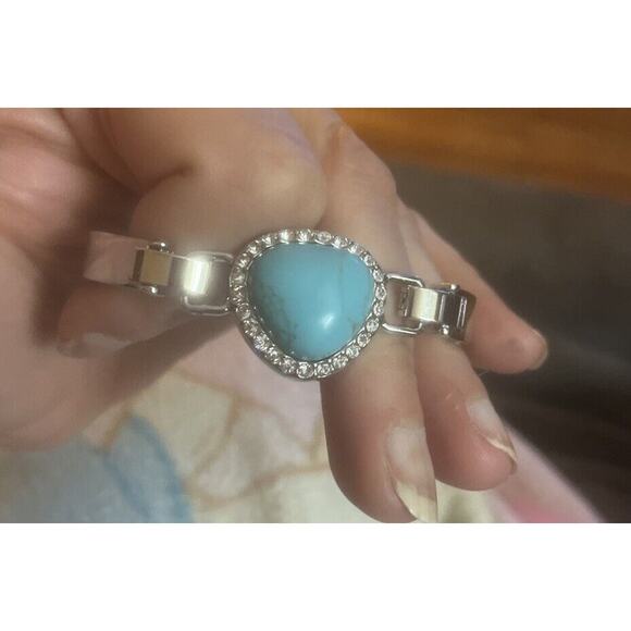 Lia Sophia Silver Tone And Turquoise Bracelet B727 - Picture 3 of 6